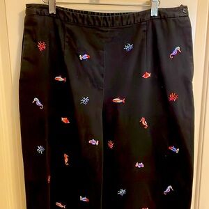Coldwater Creek Tropical Fish Wide Leg Crop Pants - Size 16
